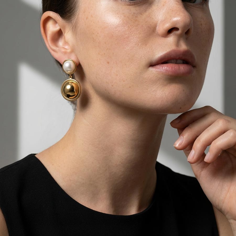 Σκουλαρίκια Double circle Gold - Image 3