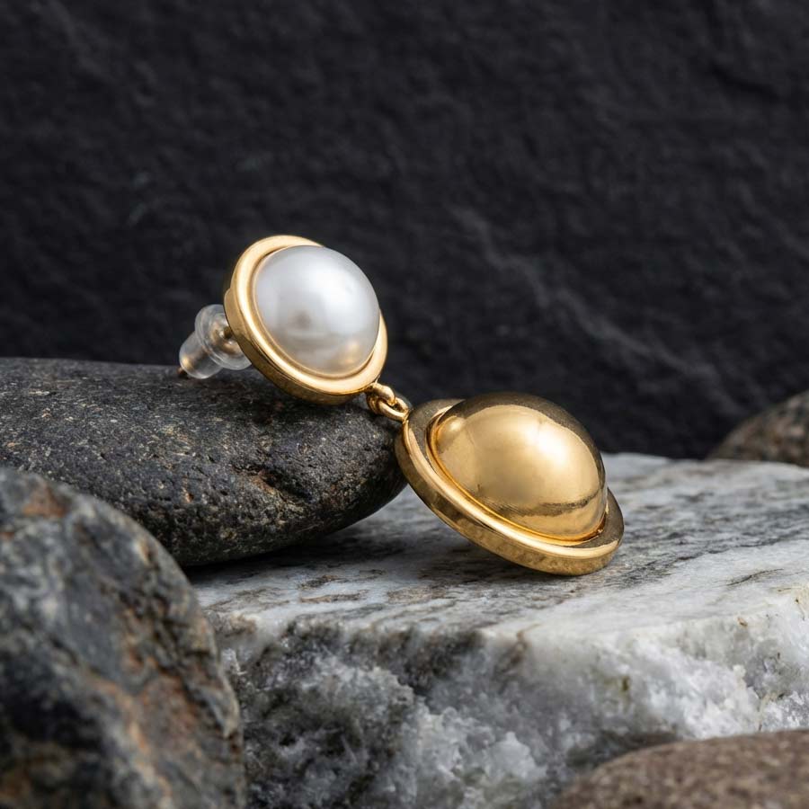 Σκουλαρίκια Double circle Gold - Image 4